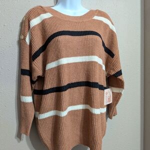 Elegant Striped Tan Sweater